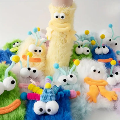 Coral velvet three-dimensional quirky socks