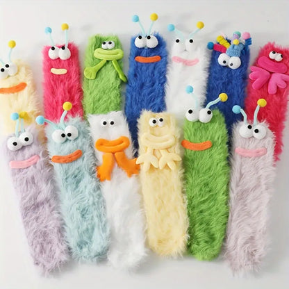 Coral velvet three-dimensional quirky socks