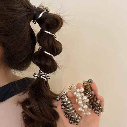 Pearl Phone Cord Wire Hair Bands (2 pcs)