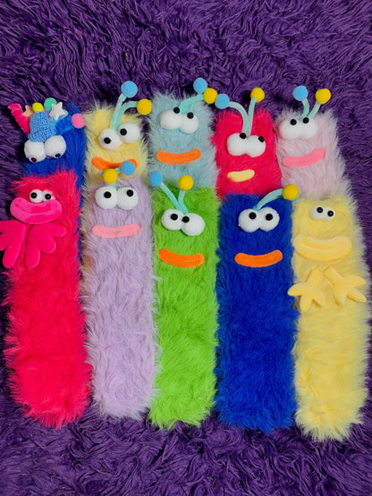 Coral velvet three-dimensional quirky socks